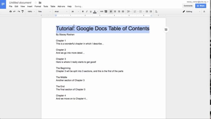 google docs table of contents